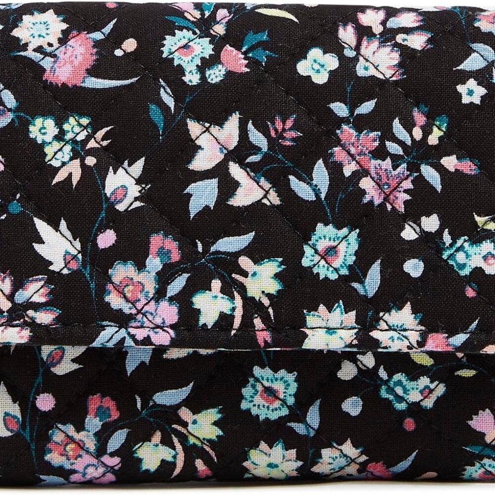 Women's Cotton Rfid Wallet Compact Small Travel Purse With Card Slots And Zip